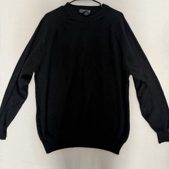 Giasone 100% 2-Ply Cashmere Sweater XXL Black Mens Pullover Long Sleeve Preppy - Picture 1 of 7